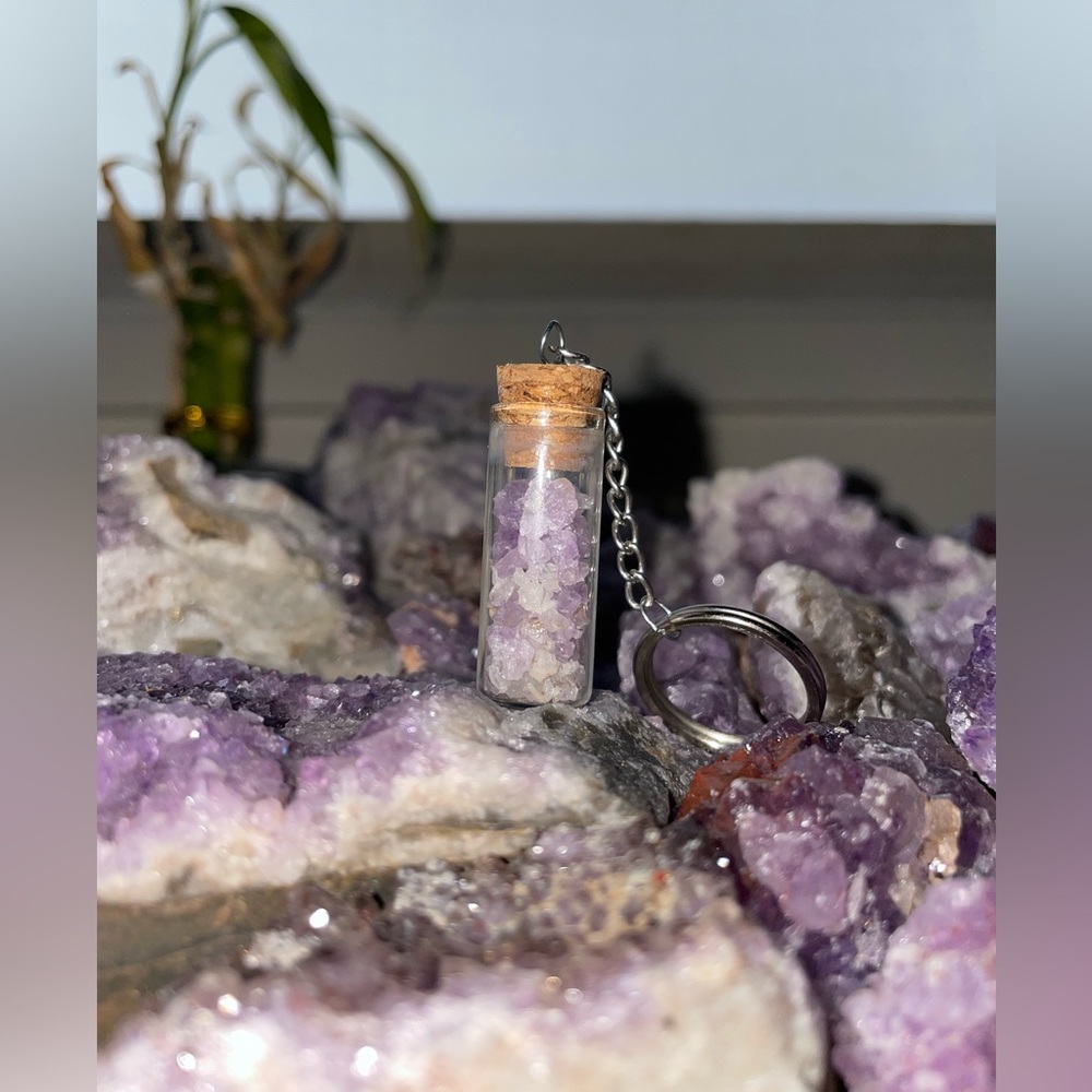 Amethyst bottle keychain